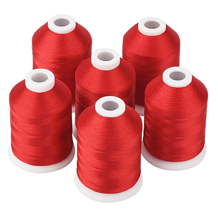 Set Ata De Brodat 6 Bobine, 1000m, Culoare Rosu