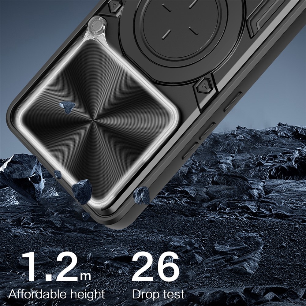 Husa pentru Xiaomi Redmi Note 15 Pro 5G cu protectie pentru camera si suport magnetic integrat Ring Shockproof, negru