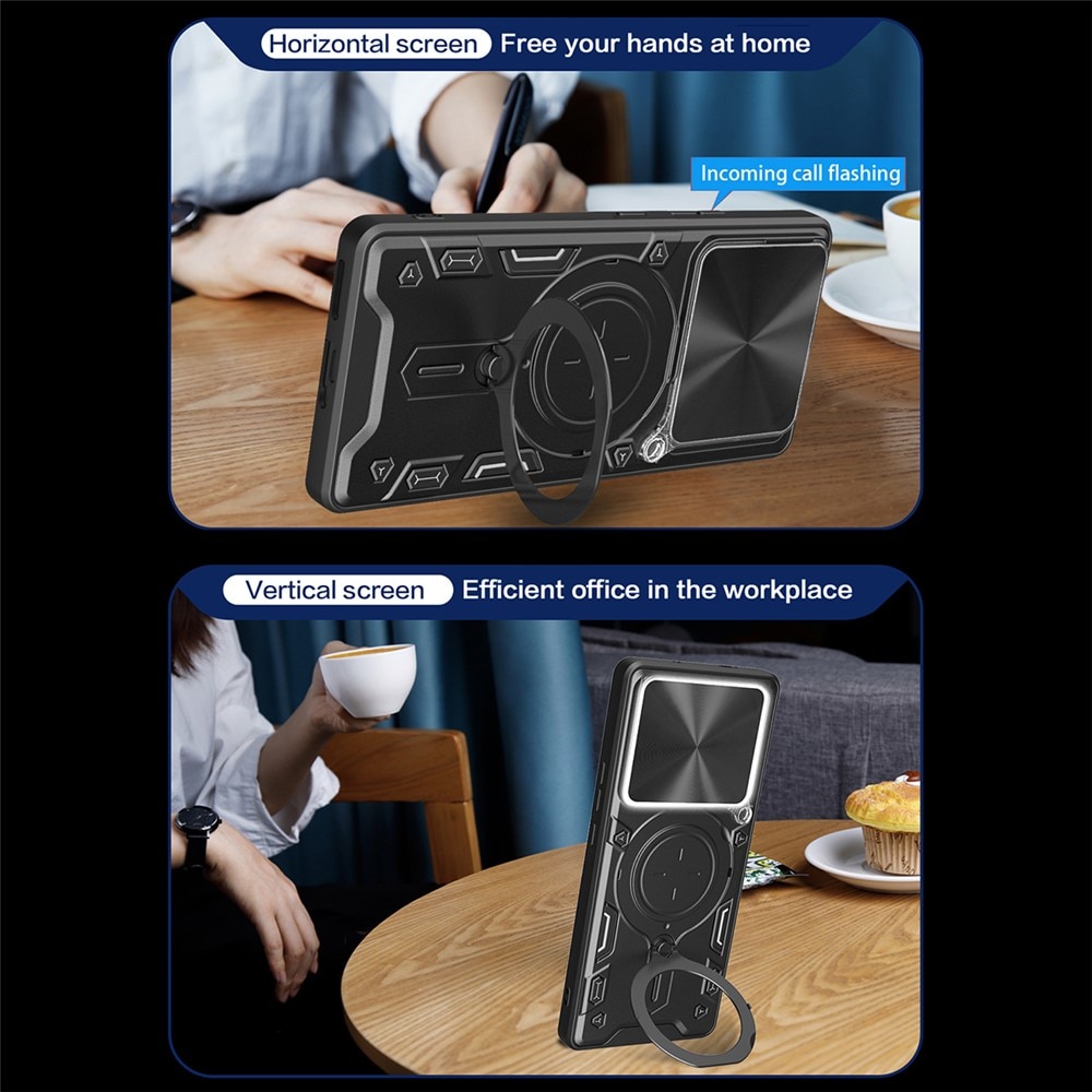 Husa pentru Xiaomi Redmi Note 15 Pro 5G cu protectie pentru camera si suport magnetic integrat Ring Shockproof, negru