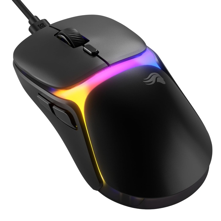 Glorious Gaming - Mouse de gaming cu fir Model O3 - Ultralight (54 g), comutatoare optice cu clic (130 milioane), senzor BAMF 3.0 de 30K DPI, urmarire 750 IPS, accelerare 50G, pentru toate tipurile de prindere - Black Model O3 (ambidextru) negru mat