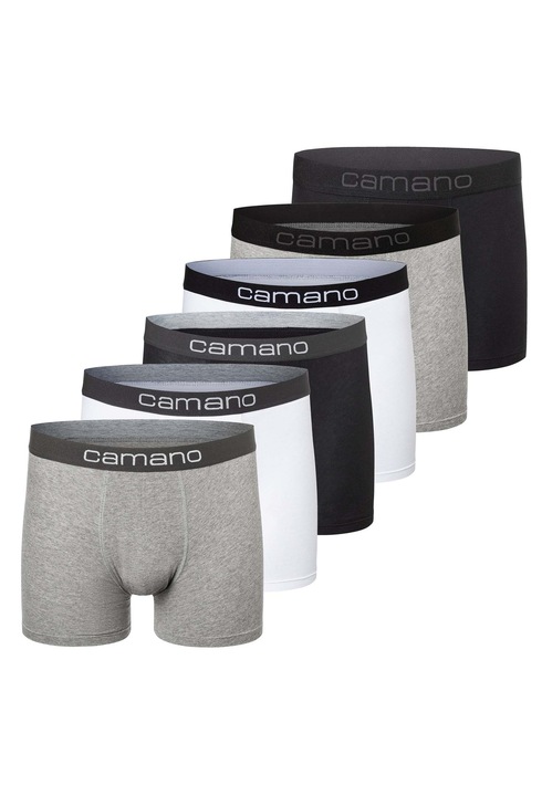 Camano, Set de boxeri cu banda logo in talie - 6 perechi, Alb/Negru/Gri