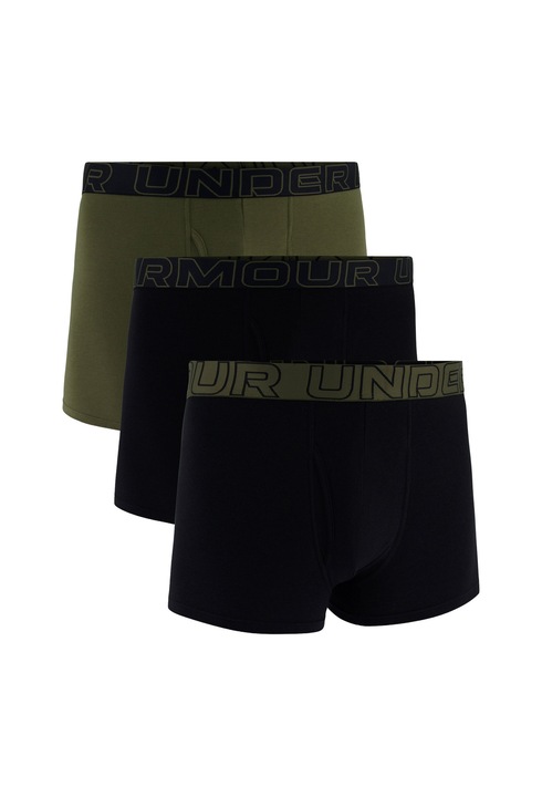 Under Armour, Set de boxeri din amestec de bumbac - 3 perechi, Verde/Negru