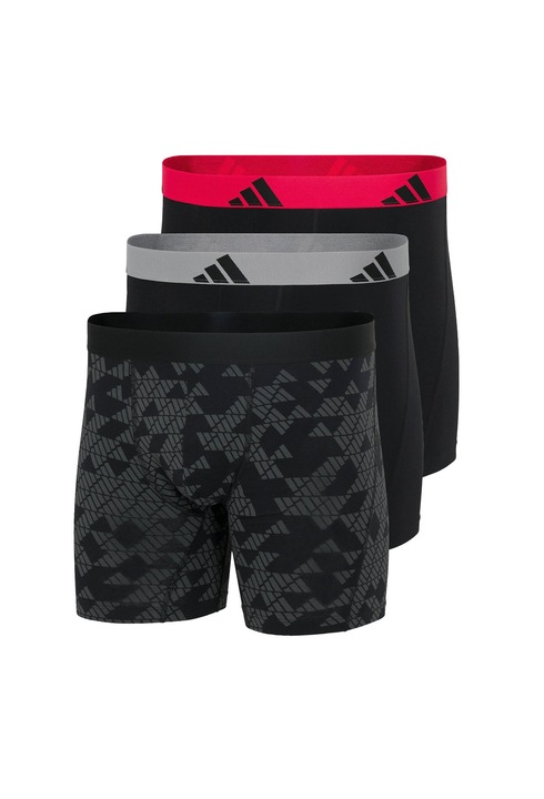 adidas, Set de boxeri cu imprimeu logo Active - 3 perechi, Rosu/Negru/Gri