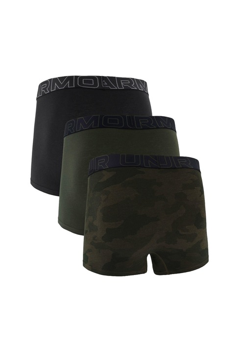 Under Armour, Set de boxeri din amestec de bumbac - 3 perechi, Negru/Verde inchis