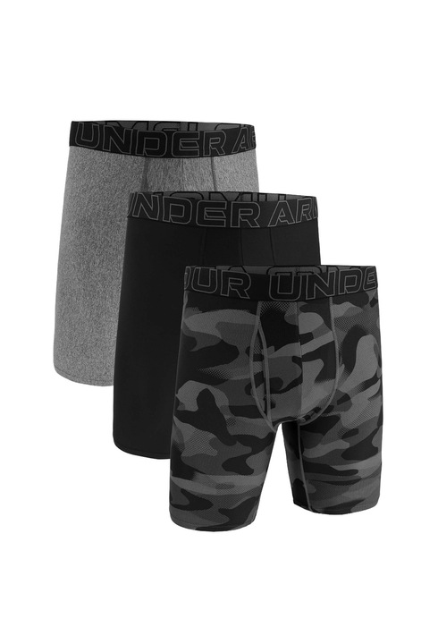 Under Armour, Set de boxeri cu banda logo in talie - 3 perechi, Negru/Gri