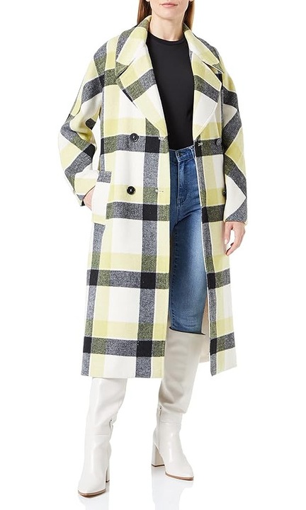 s.Oliver női kockás Fehér/Fekete/Zöldessárga szövet kabát, M