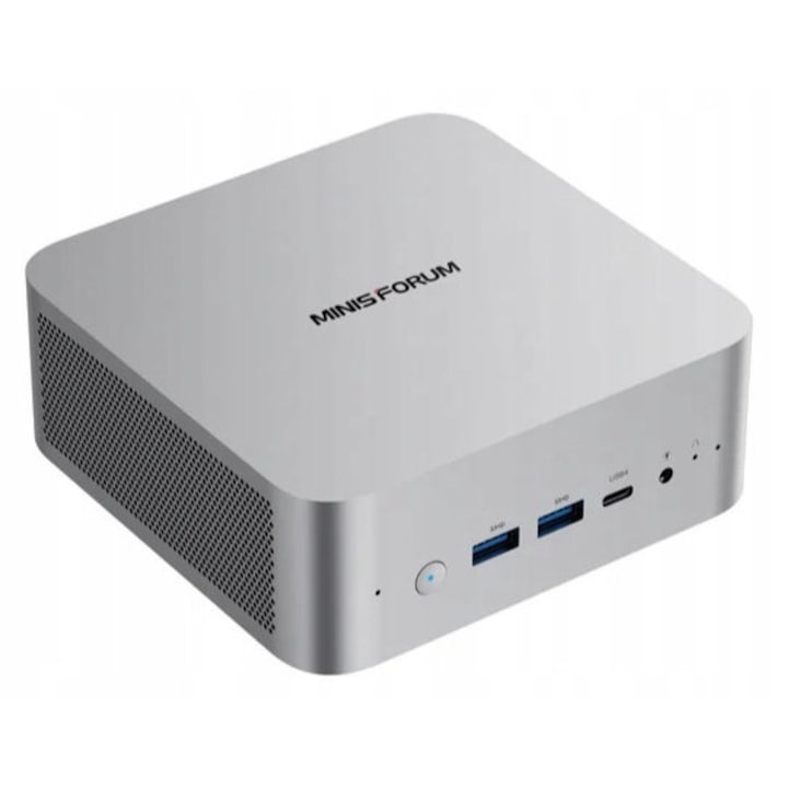 Mini PC, Minis Forum, AI X1, AMD Ryzen 7 255, 32GB RAM DDR5, 1TB SSD PCIe4, RADEON 780M, Windows 11 Pro, Port Oculink eGPU, 2x USB4, LAN 2.5G, WiFi 7, Bluetooth 5.4, argintiu