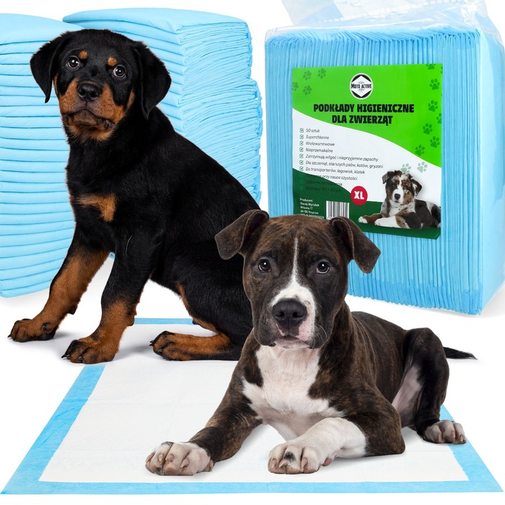 Tampoane igienice pentru animale de companie XL, Moto Active, 50 buc, alb și albastru, 60x90cm