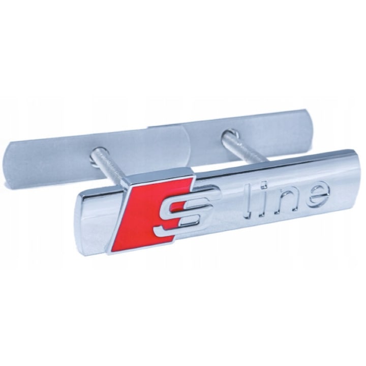 Emblema Grila AUDI S-LINE argintie 3D, 89x20mm