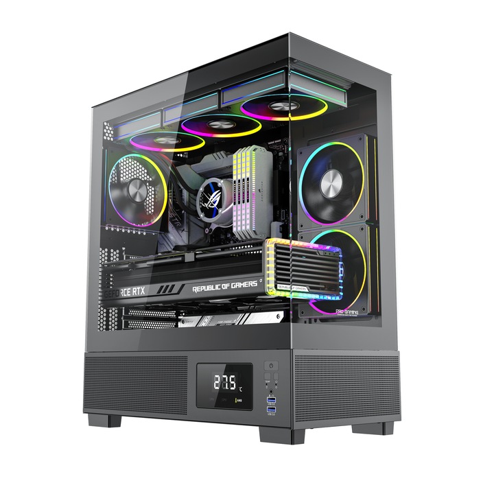 Sistem Desktop Pc Gaming Kian Intel Core I7 12700 pana la 5.0Ghz, 32GB RAM DDR4, 2TB SSD, Placa Video RTX 5070TI 16GB, GDDR7, Wi-Fi 6, Windows 11 Home