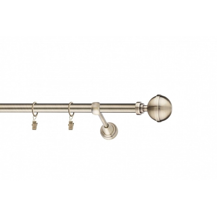 galerie metal 19 mm ITALIA simpla, auriu-antic, 120 cm, capete NAPOLI