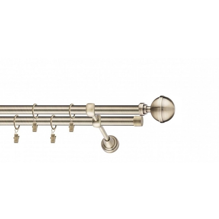 galerie metal 19/19 mm ITALIA dubla, auriu-antic, 120 cm, capete NAPOLI