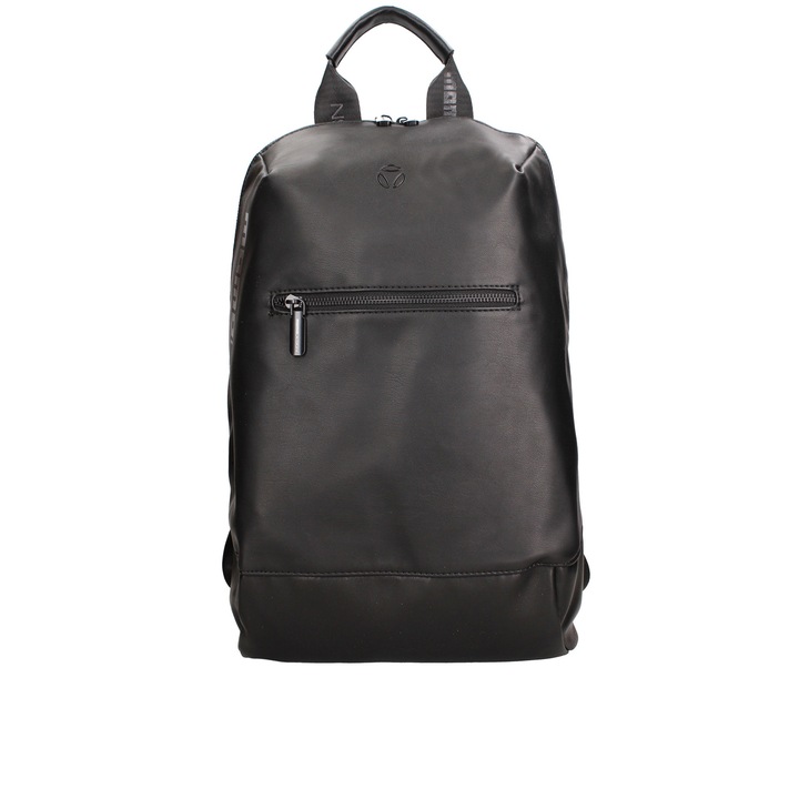 MOMO DESIGN, Rucsac din piele ecologica cu buzunar frontal Erebus, Negru