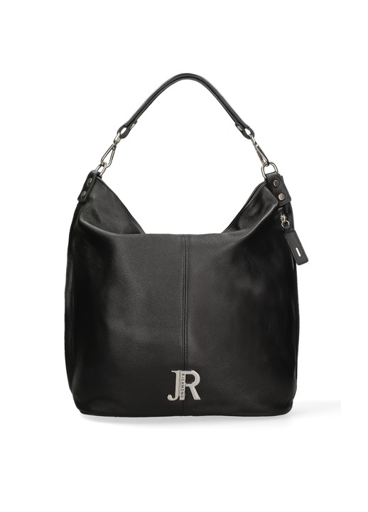 John Richmond, Geanta din piele cu bareta de umar Oriana Plus, Negru, Argintiu