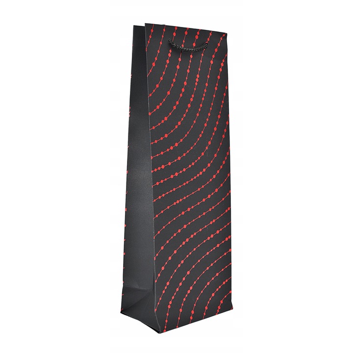 Punga de cadou din hartie, Neopak, Orice ocazie, Material Hartie, 125 mm x 85mm x 360mm, Culoare Negru/Rosu