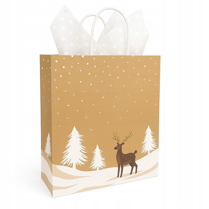 Punga de cadou din hartie, Neopak, Orice ocazie, Material Hartie, 180 mm x 80 mm x 220 mm, Culoare Maro