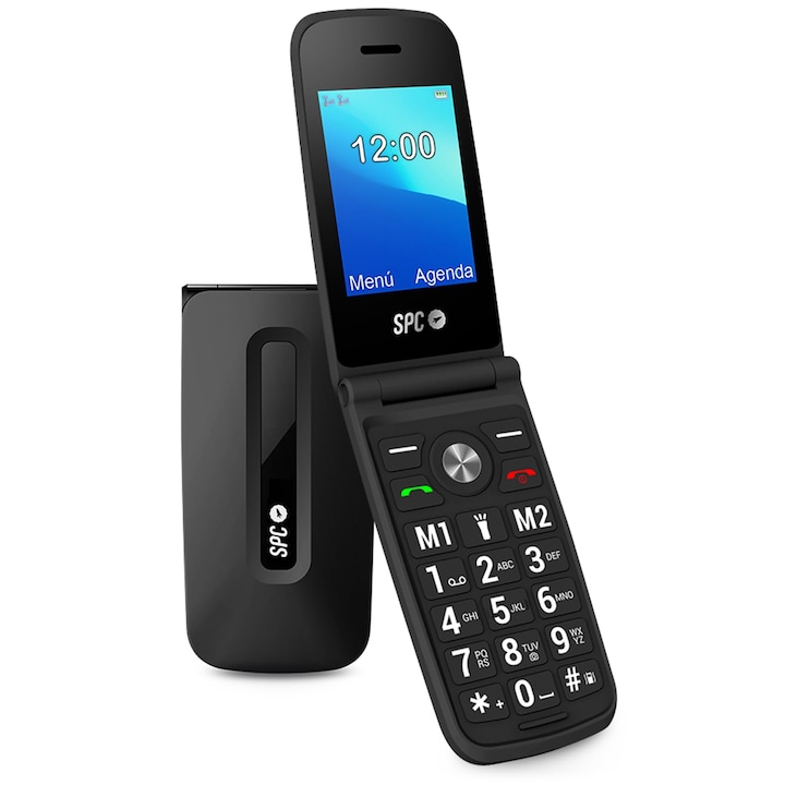 Telefon mobil SPC Internet TITAN 2325N, Dual SIM, tip clapeta, ecran 2.4" 240x320, GSM/2G, slot microSD, Radio FM, Bluetooth, Negru