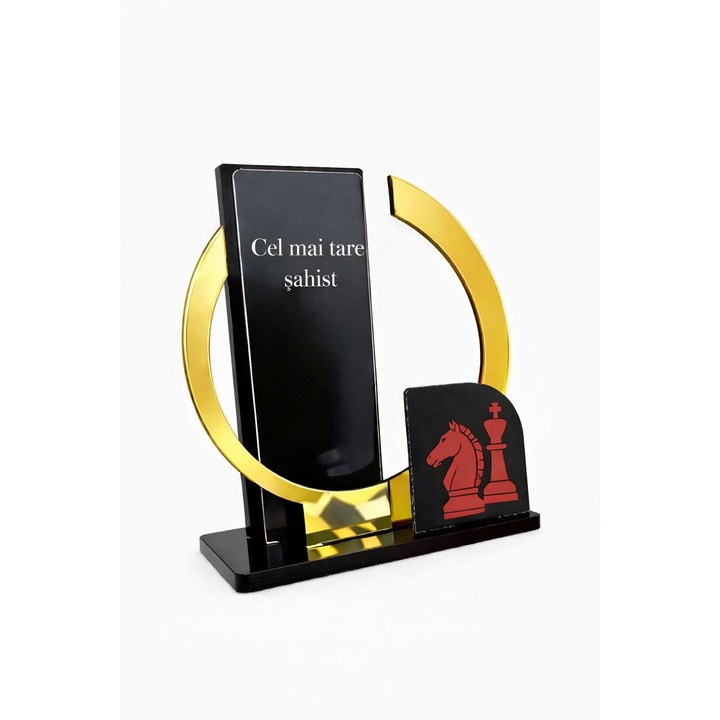 Trofeu sportiv SAH, calitate premium, cel mai tare sahist, inaltime 25 cm
