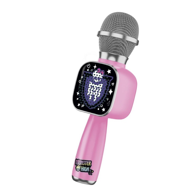 Microfon karaoke Looney Tunes Monster High Bluetooth, difuzor integrat, lumina, USB, 22, 8 x 6, 4 x 5, 6 cm
