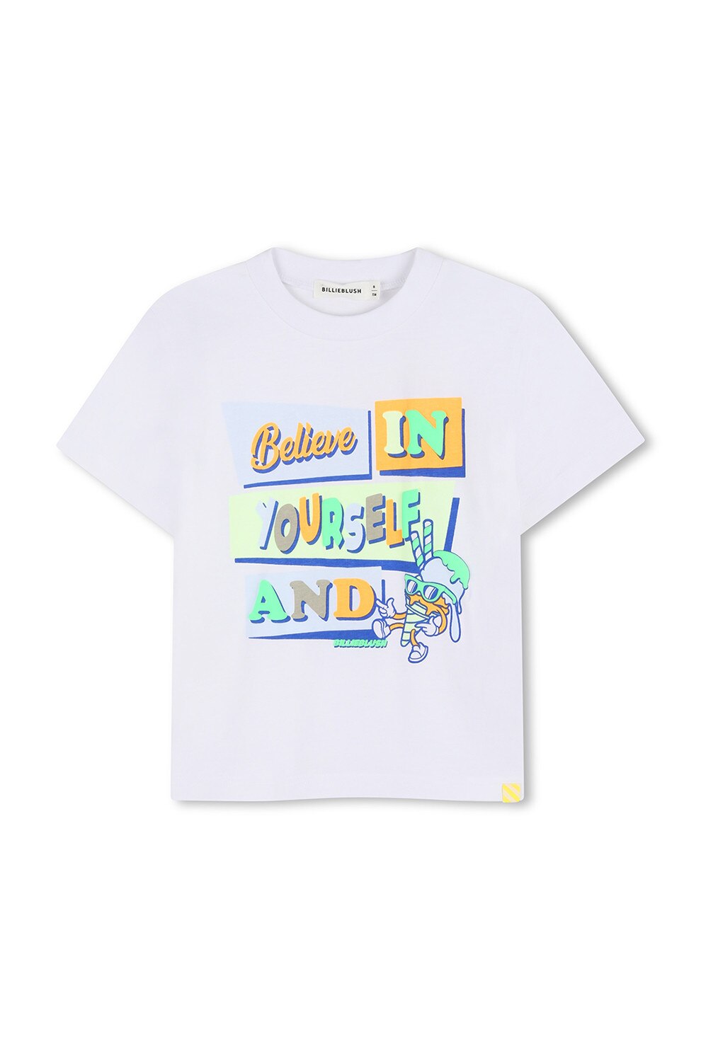 Billieblush, Tricou din bumbac cu imprimeu text, Alb, Verde, Albastru, 102 CM