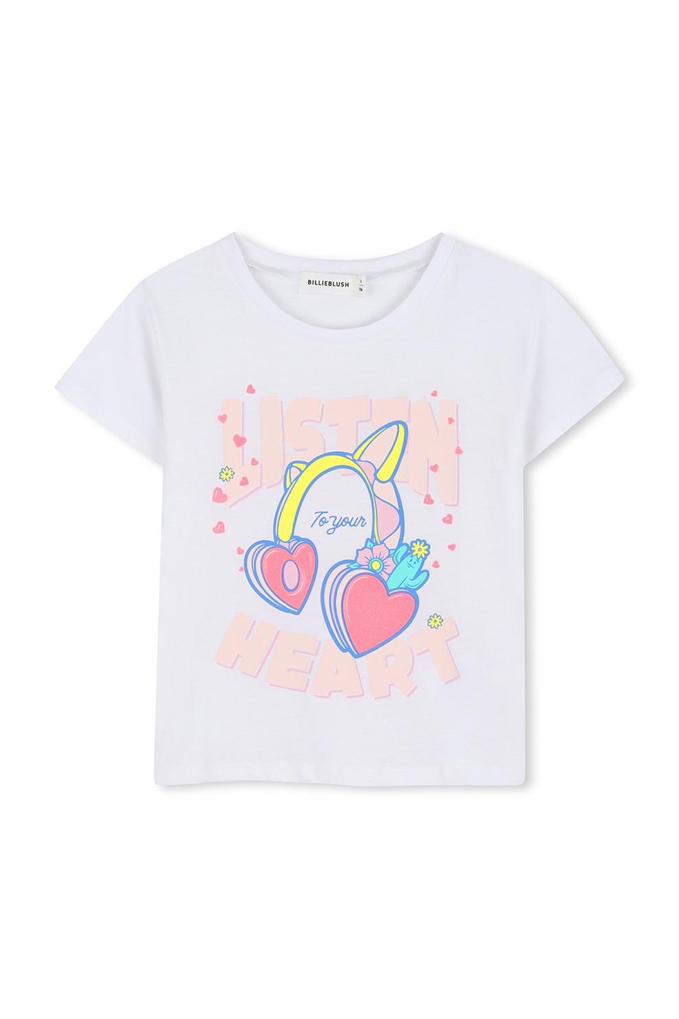 Billieblush, Tricou de bumbac cu imprimeu, Alb, Roz pal, 126 CM