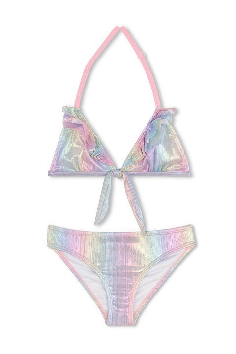 Billieblush, Costum de baie din doua piele cu irizatii, Auriu/Violet/Roz