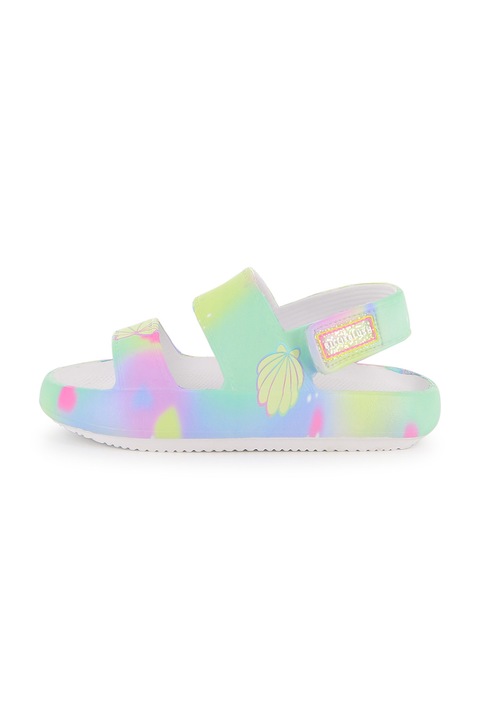 Billieblush, Sandale cu velcro si text, Galben/Verde pal