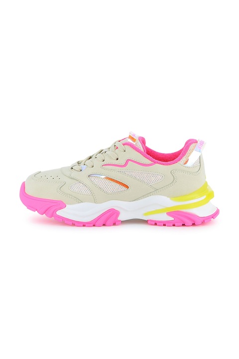 Billieblush, Pantofi sport cu insertii din material textil, Fucsia/Bej deschis