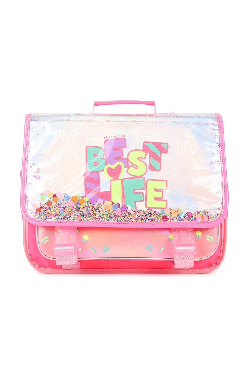 Billieblush, Rucsac dreptunghiular cu clapa, Roz, Argintiu