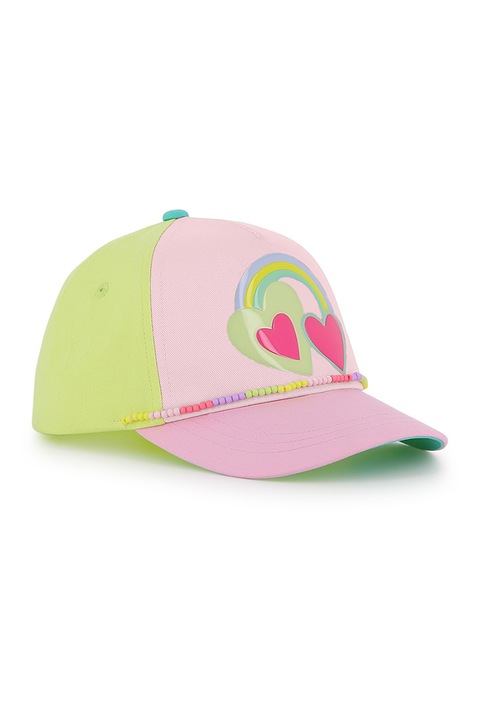 Billieblush, Sapca cu capsa si inimi, 50 CM, Roz/Verde lime