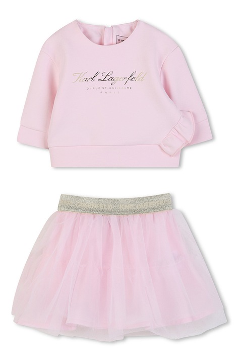 KARL LAGERFELD KIDS, Суитшърт и пола от тюл, Бледо розово