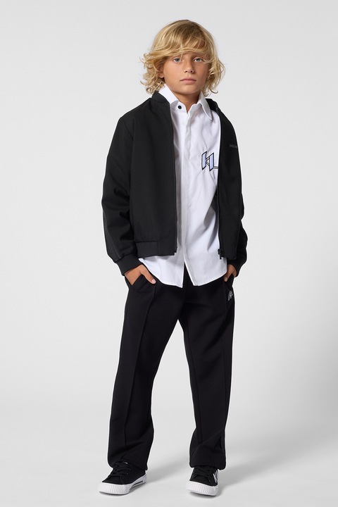 KARL LAGERFELD KIDS, Суитшърт с цип и лого, Черен