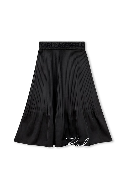 KARL LAGERFELD KIDS, Плисирана пола с еластична талия с лого, Черен