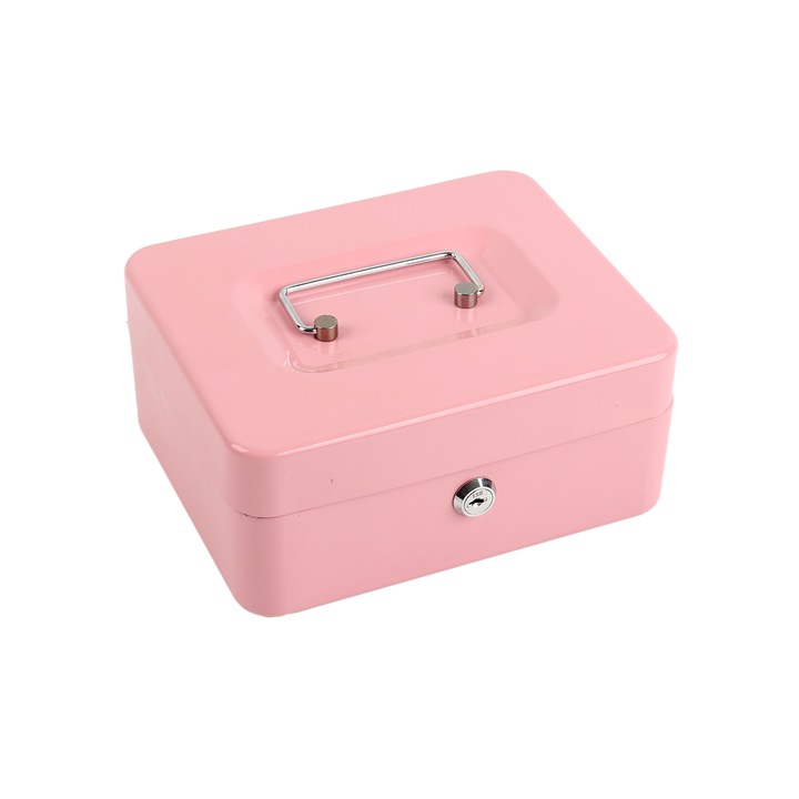 Cutie depozitare tip pusculita, 20x16x9cm, 200 chei, roz