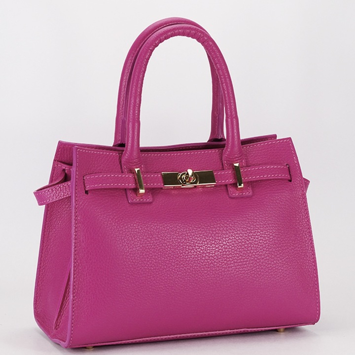Geanta medie din piele naturala B-1727 122, Fucsia, 20x27x13