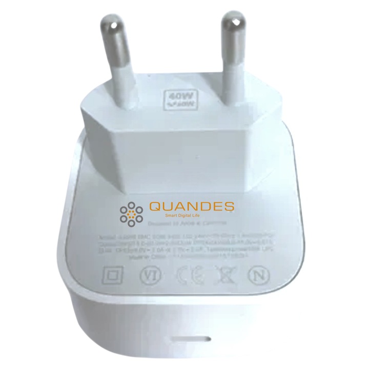 Adaptor de alimentare dinamic de 40W cu putere maxima de 60W, QUANDES® compatibil cu iPhone 17 Pro Max/17 Pro/17/16/16 /15 Pro Max/ Pad Pro/Air