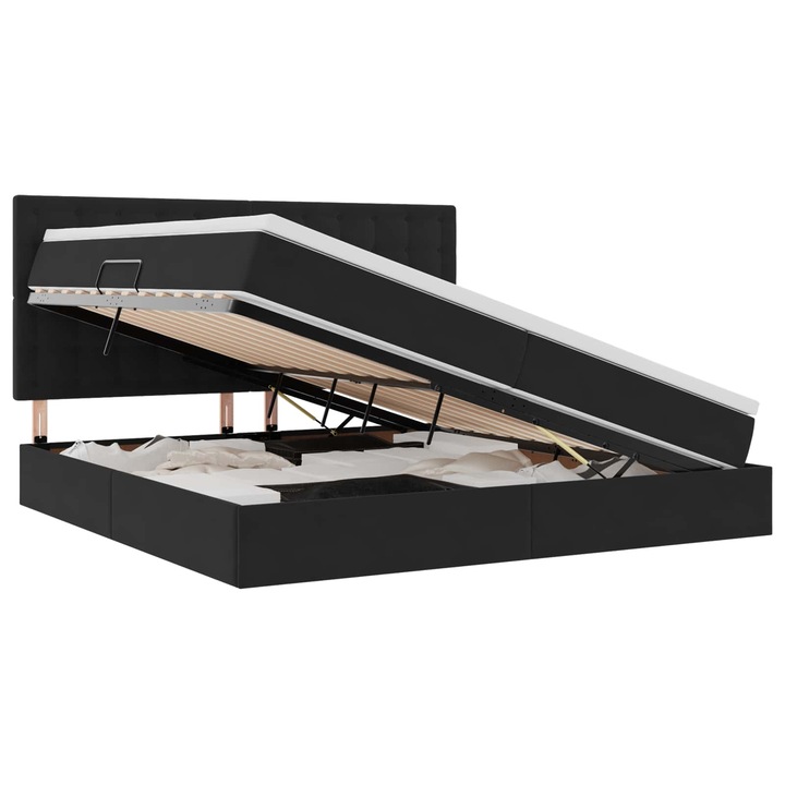 Ágy LED -es lámpákkal fejtámlával Fekete 200 x 200 cm Bársony, vidaXL, 3372809