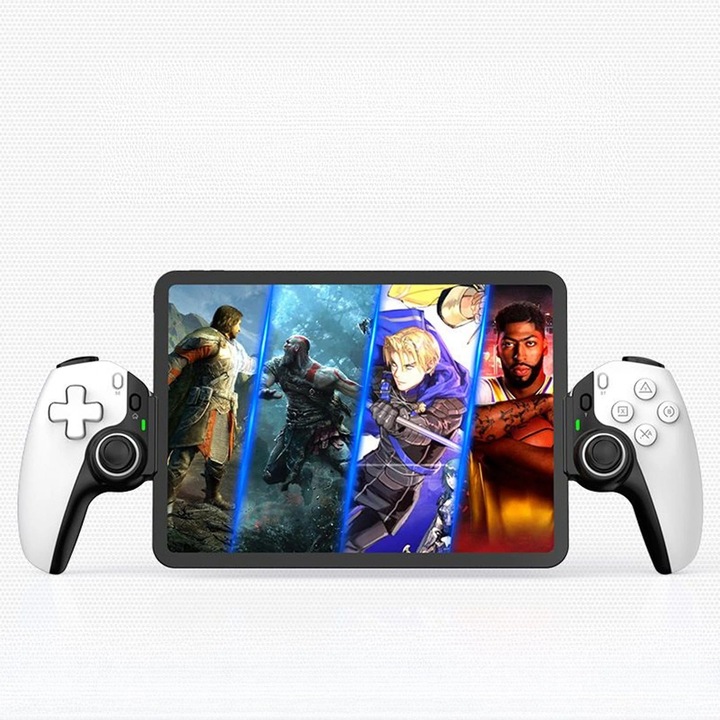 Controller Gaming Timebox D9, Extensibil 130-280mm cu Joystick Hall Trigger, Wireless pentru Switch Android iOS PC PS3 PS4, Vibratii Profesionale, Material ABS Premium, Culoare Alb