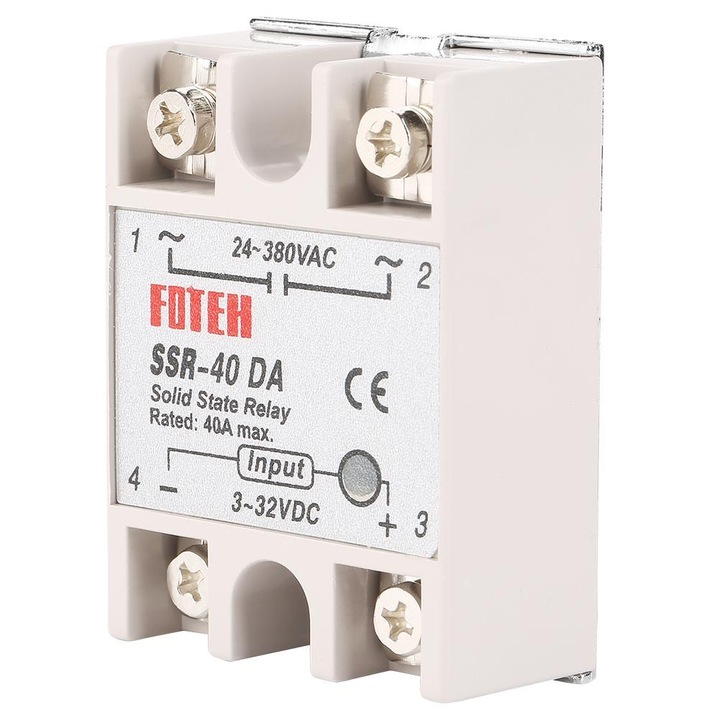 Releu semiconductor solid state SSR-40DA, DC 3-32V la AC 24-380V, 40A, Multicolor