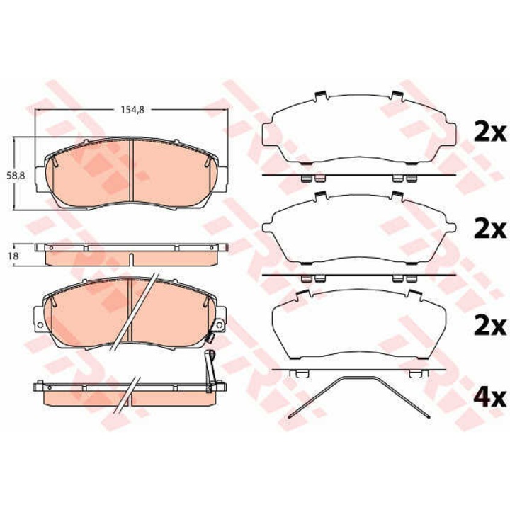 TRW féktárcsa készlet, 154, 8x58, 8x18mm, akusztikus kopásjelzővel