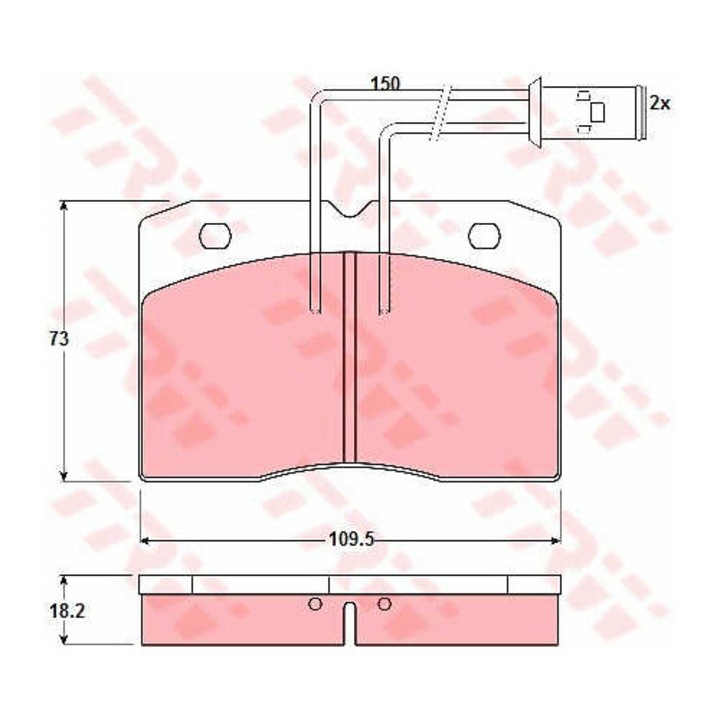 Trw GDB1152 féktárcsa készlet, magasság 73mm, hossz 109,5mm, vastagság 18,2mm