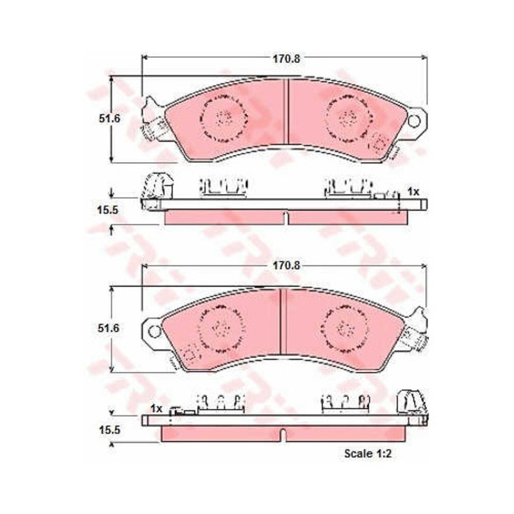 Trw féktárcsa betétkészlet, kopásjelzővel, 51, 6x170, 8x15, 5mm