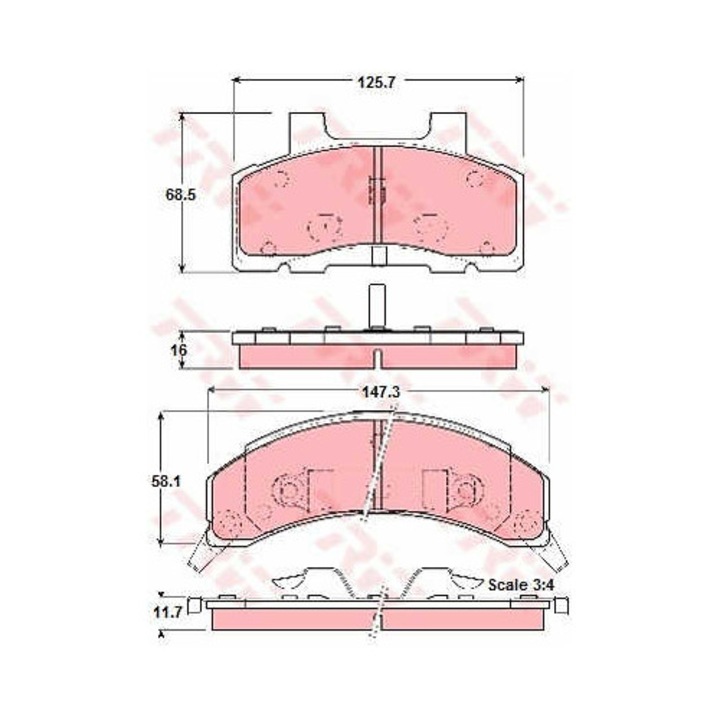 TRW GDB4005 féktárcsa készlet, 58, 1x147, 3x11, 7mm