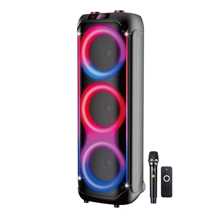 Преносим Високоговорител Elekom ЕК-3888, Троен модул: 3x8“ Високоговорители + tweeter, 2000W