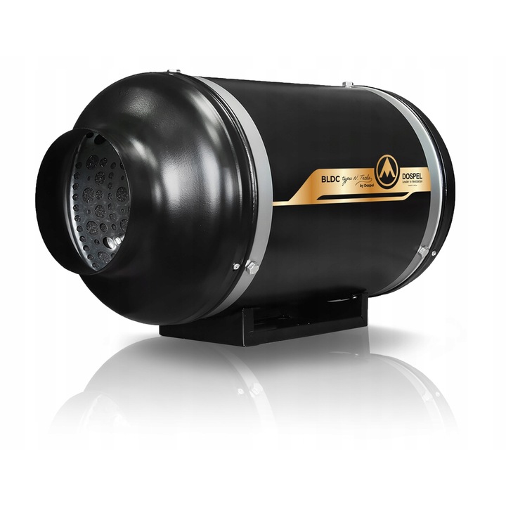 Ventilator De Canal, Dospel Turbo Silent, Motor BLDC Eco Friendly, Foarte Silentios 18 dB, Eficient 320 m3/h, Controler Putere Inclus, Rulmenti SKF, Protectie Coroziune, Ideal Pentru Industrie Sau Laborator, Diametru 150 mm, Negru