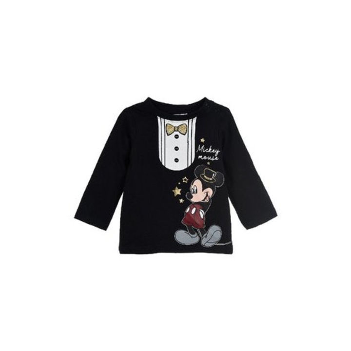 Bluza bumbac bebe cu maneca lunga Mickey Mouse 35489, Negru