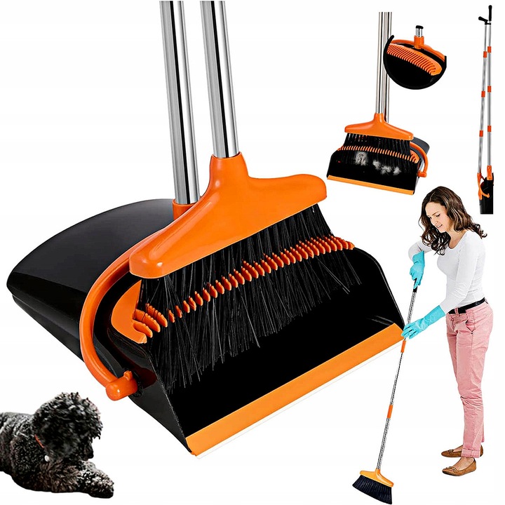 Set Matura si Faras Coada din Aluminiu reglabila pana la 138cm, YOUKUKE®, Faras Pliabil, Cap Matura Rotativ, Negru /Orange