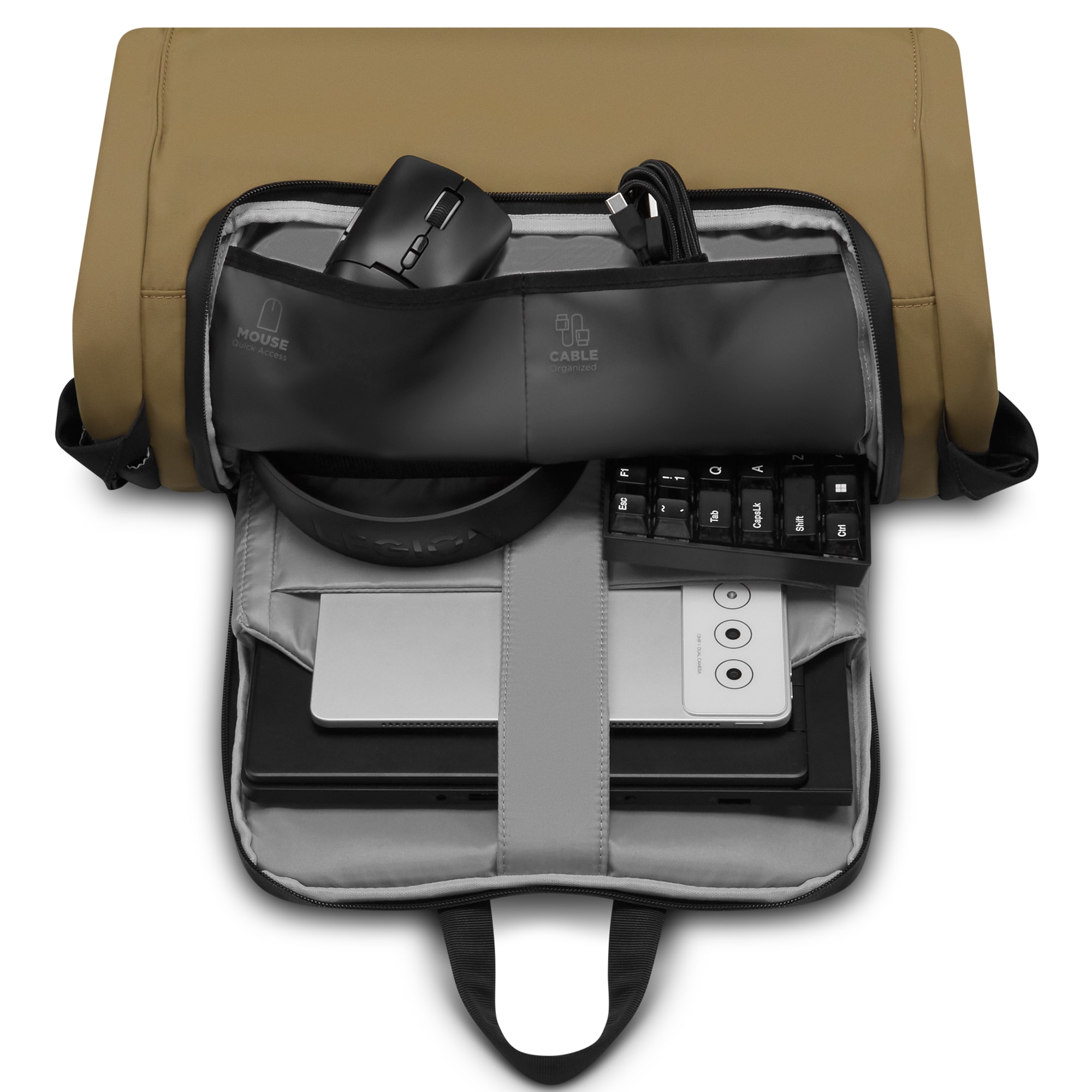 Rucsac Laptop Lenovo Legion 16" Gaming Backpack GB500, 25L, rezistent la apa, 410x280x30mm, Galben/Negru