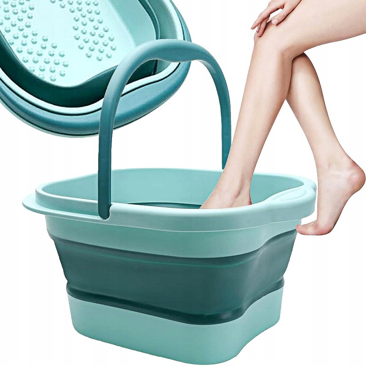 Cadita Pliabila din Plastic pentru Picioare si Masaj Calmant, YOUKUKE®, 43x32.5x23cm, Verde