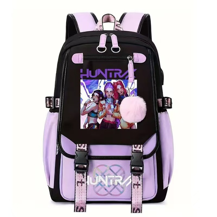 Nyomtatott iskolatáska, nagy kapacitású, gerinctámasszal, mindennapi használatra